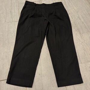LOFT Black Pleated Straight Leg Ankle Dress Work Pants Size XL